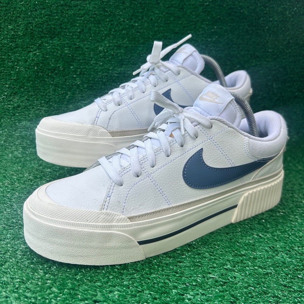 Nike Court Legacy Lift White Indigo Haze Platform Sneakers DM7590-104 Womens 9.5